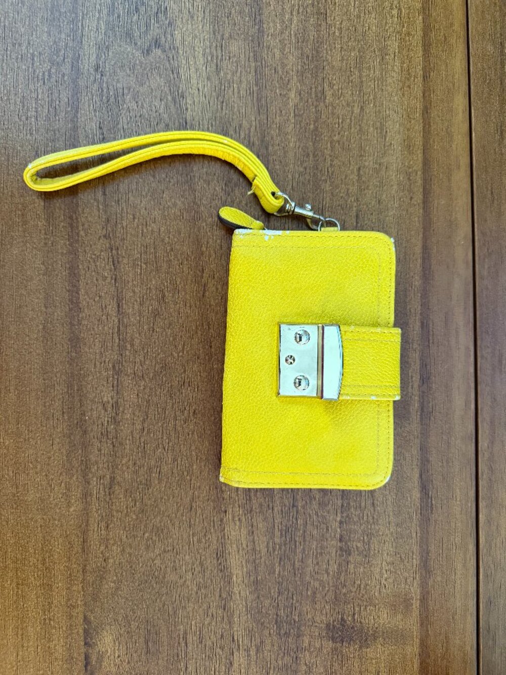 Yellow Faux Leather Wristlet Wallet